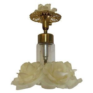 Vintage Perfume Pump Spray Bottle White Celluloid Floral West Germany - H 3.5"